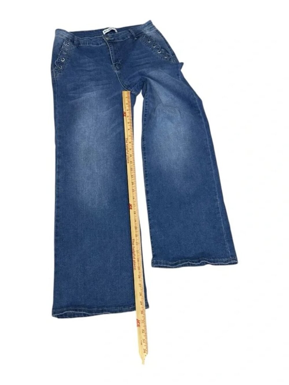 Revelation Women’s Denim Wide Leg Jeans Grommet Detail Size 10 - Picture 7 of 14